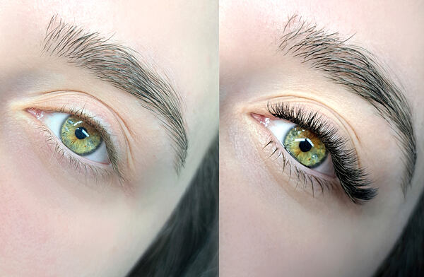 eyelash extentions before and after